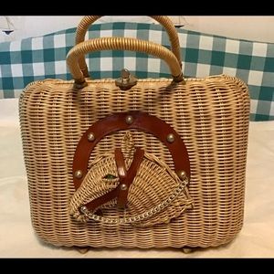 Beautiful Vintage Wicker Style Horse Handbag Purse